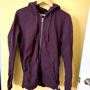 Reigning champ men size L zip up hoodie in burgundy